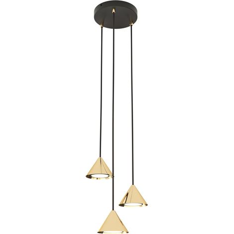 Suspension noire ronde 3 abat-jour or réglables ELIT (1/5)