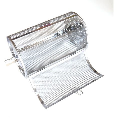 360° drehbarer Edelstahl-Backofenkorb, Backofengitter, 18 cm Trommelbackofen, Grillspieß, Zubehör für den Drehspieß zum Garen von getrockneten Erdnüssen (1/5)