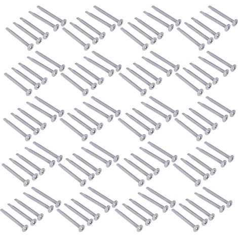 Vis à bois autoforeuses 100 pièces, tête fraisée avec rondelle, acier inoxydable 410, vis de fixation 4,8 x 50 mm, lot de 100 (1/5)