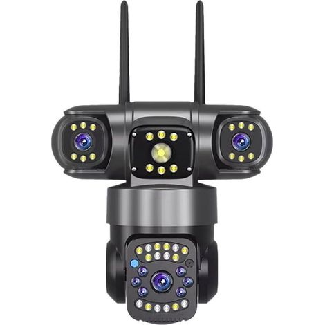 JSSEVN - Cámara de seguridad WiFi PTZ de triple lente de 9 MP, cámara CCTV con seguimiento automático y vigilancia de gran angular. (1/5)