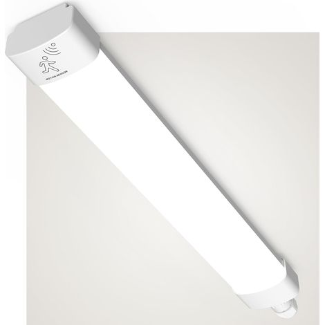 Antenlicht 2er Pack LED Feuchtraumleuchte 60cm 18W 5000K,Ultraslim LED-Streifen IP65 mit Bewegungsmelder,60% Energiesparend,110lm/W,für Garage,Flur,Keller
