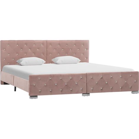 Lit adulte Contemporain Cadre de lit Rose Tissu 180 x 200 cm 92667 (1/5)