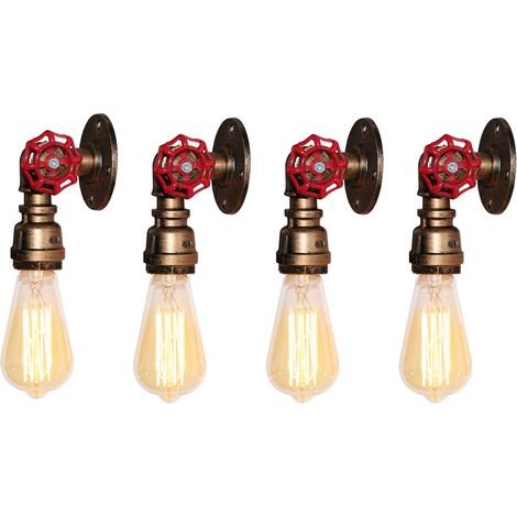 Lampe Mural Vintage Industrielle E27 Applique Mural Intérieur Luminaire pour Couloir Escalier Chambre Rouille - 4PCS (1/5)