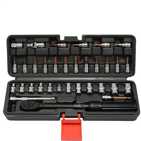 Set di 33 chiavi dinamometriche per bicicletta, chiave dinamometrica da 1/4 di pollice 2-24 Nm, precisione ±3%, cricchetto reversibile a 72 denti, kit di attrezzi per la manutenzione della bicicletta  (1/5)