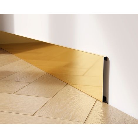 Sockelleiste FC aus Edelstahl 80 mm x 2700 mm - Gold poliert