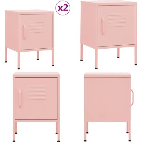 Nachttische 2 Stk. Rosa 35x35x51 cm Stahl - Nachttisch - Rosa Nachttisch - Stahl Nachttisch - Wohnzimmer Dekoration - Beistelltisch - Home & Living (1/5)