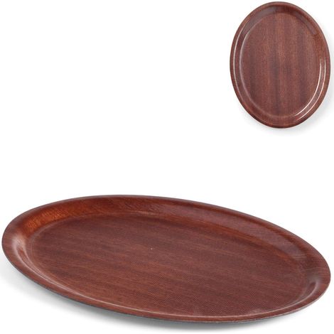 Bandeja de camarero antideslizante de madera - ovalada 23x16cm (1/5)