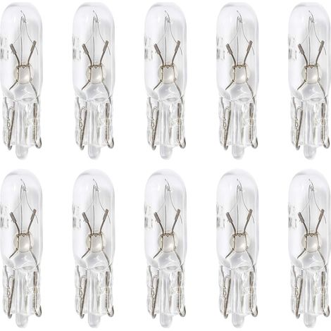 10 LED incandescentes T5 W2W de 12 V, luz blanca para salpicadero de coche, indicador de nivel interior, repuesto de iluminación incandescente para coche, motocicleta, camión.