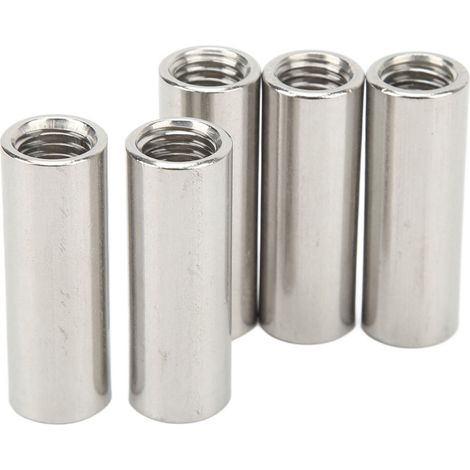 Lot de 5 écrous de raccordement ronds M12 en acier inoxydable, filetage femelle, pour tiges (1/5)