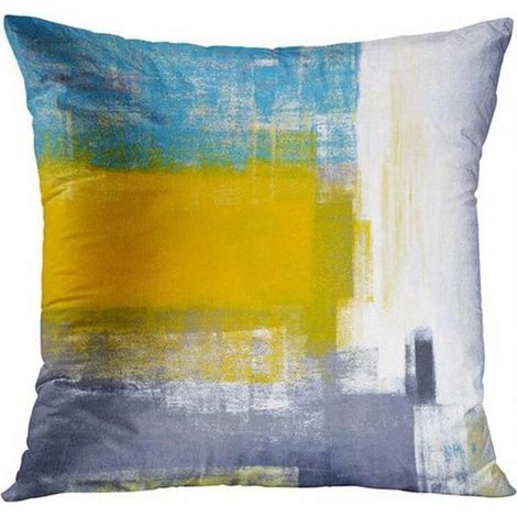 Housse de coussin abstraite en lin bleu-gris nordique, housse de coussin pour canapé de salon, 4040 cm  housse de coussin décorative, 6060 cm  personnalisable. (1/5)