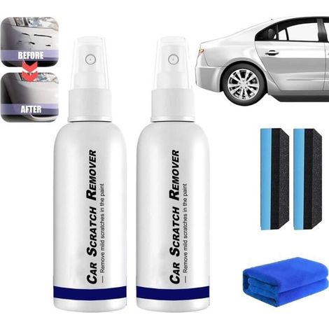 Spray réparateur de rayures pour peinture automobile, spray de revêtement automobile 100 ml, spray de revêtement automobile à action rapide, revêtement cristallin, kit de 2 sprays réparateurs de rayur (1/4)