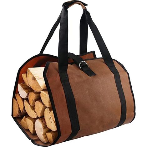 Borsa grande per legna da ardere resistente, 99 x 48 cm, borsa portatile per legna da ardere con manici, organizer in tela per campeggio, giardinaggio, bracieri, attrezzature (1/5)