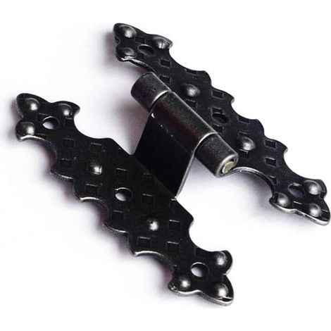 Cerniere rustiche in ferro martellato nero collo alto 40 x 68 mm.