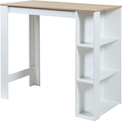 Tavolo da bar 3 ripiani 120 x 60 x 106 cm effetto rovere bianco 030010987