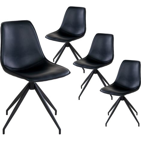 GOOP - Lot de 4 Chaises Pivotantes Simili Cuir Noir (1/5)