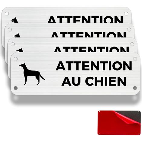 Propriété privée, 4 panneaux propriété privée, 15×5 cm, intérieur/extérieur, panneau aluminium, panneau d'avertissement, avec autocollant (Attention au Chien) (1/5)