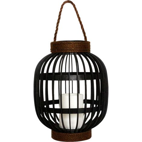 Lanterne solaire décorative FIDJY Noir Acier H30cm (1/6)