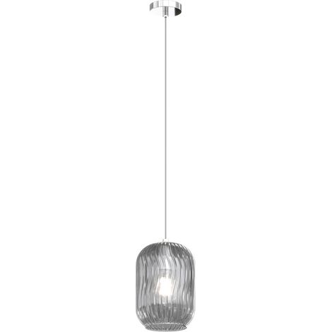 Sospensione Contemporanea Tender Metallo Cromo Vetro Fumè 1 Luce E27 (1/3)