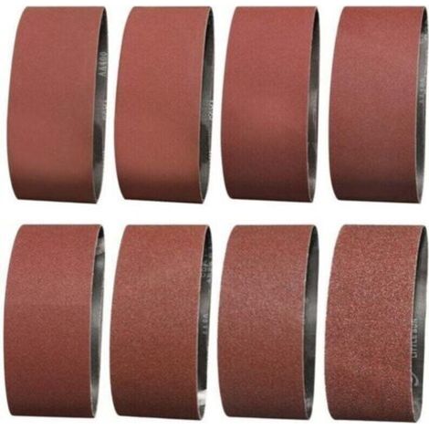 Bande abrasive 75x457 mm - 1 x 40/60 et 2 x 80/120/180/240/320/400 grains pour ponçage, polissage et dépoussiérage, idéale pour le bois (14 pièces) (1/2)