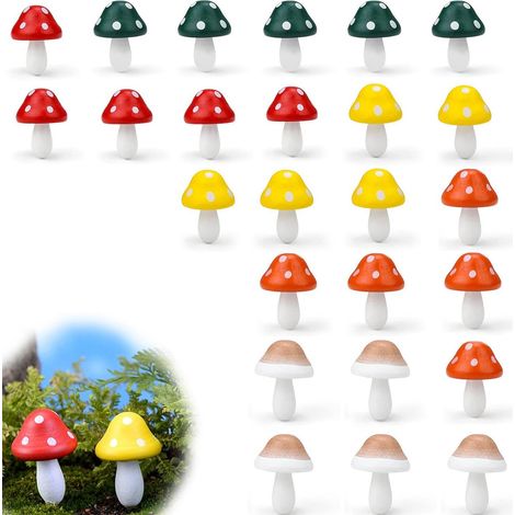 Deko-Pilz, 25 Stück, Mini-bunte Holzpilze, Cartoon-Stil, Oberflächenpolitur, Garten-Deko-Pilz, geeignet zum Dekorieren von Blumentöpfen, Szenen-DIY