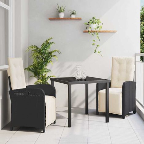 Conjunto de Comedor de Jardín 3 pcs Negro ratán sintético vidaXL (1/5)