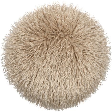 Coussin rond - Effet fourrure longue Beige 40x40 cm