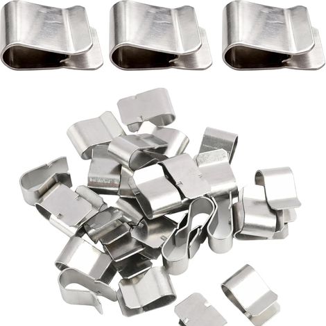 Lot de 30 clips en U en acier inoxydable - 21 x 12 mm - Pinces de fixation en métal pour la maison et la voiture (1/5)