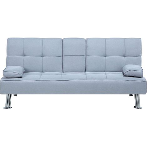 Sofa Bed 3 Seater ROXEN Fabric Light Grey