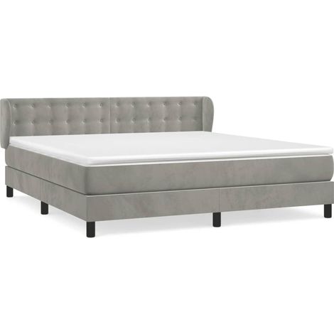 Maison Exclusive - Sommier à lattes de lit et matelas Gris clair 160x200cm Velours (1/5)