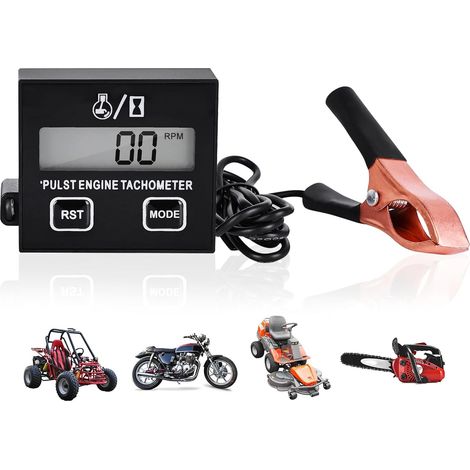 Tachymètre Numérique Tachymètre Inductif: Tachymètre Numérique à Induction, Tachymètre De Petit Moteur étanche Avec Compteur Horaire Pour Moto Motocross Tondeuse à Gazon (1/5)