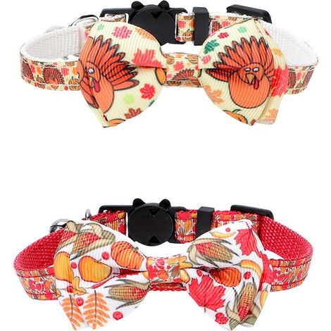 Collares para perros y gatos para fiestas de Acción de Gracias, 6 unidades, color naranja. (1/5)