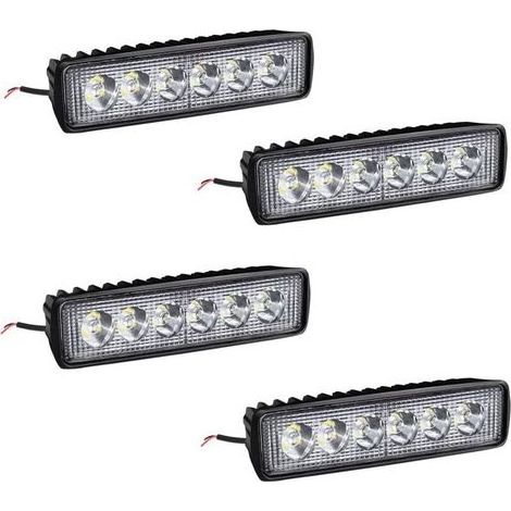 4 X 18W LED phares de travail barre lumineuse phare de travail - LED feux auxiliaires IP67 aluminium pour réflecteur tracteur agricole tout terrain-Fei Yu (1/5)