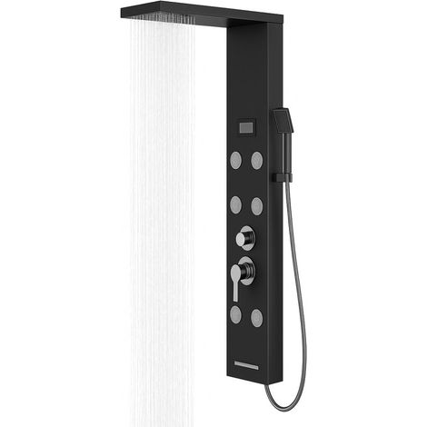 Colonna doccia york acciaio 4 funzioni display controllo temperatura 2 finiture finitura- nero - confezione 1 (1/5)