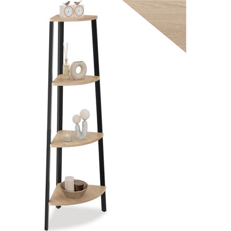 Étagère d’angle style industriel 34x34x125 cm bois clair (1/5)