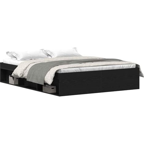 Maison Exclusive - Cadre de lit sans matelas en chêne noir 160x200 cm bois d'ingénierie