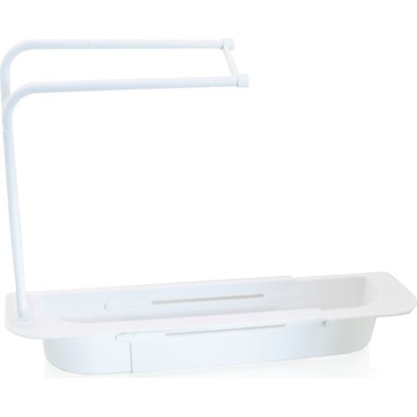 Bituxx Spülbecken Organizer Schwammhalter Halter Caddy Küchenhelfer Spülmittelhalter Spülorganizer Spültuchhalter Abflusskorb (Weiß)