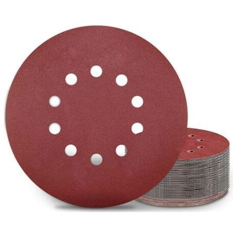 PA Lot de 25 disques abrasifs 225 mm P240 – 10 trous pour ponceuse – Alumine pour ponçage métaux, bois et plastiques thermodurcissables (1/5)