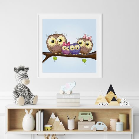 Poster / Affiche carrée Enfants - Hiboux - 50x50 cm (1/3)