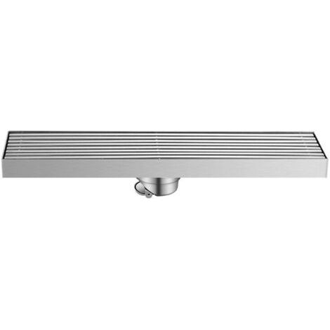 Siphon De Sol En Acier Inoxydable Douche Siphon De Sol Balcon Cuisine Salle De Bains 20cm x 6.8cm Rectangle- (1/3)