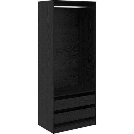 Wardrobe with Drawer Black Oak 80 x 50 x 200 cm Engineered Wood vidaXL