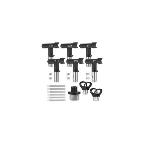 Buse Airless,Lot de 15 Buses,Comprenant 6 Embouts de Pulvérisation Réversibles avec Entretoises,6 Filtres de Pulvérisation de Peinture Airless,1 Filtre D'entrée de Rechange (1/5)