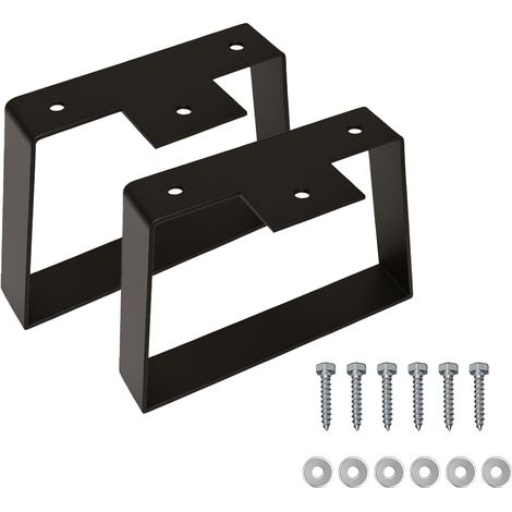2 Pcs Pied de Meuble Noirs, Pied de Tables, 152mm (1/5)