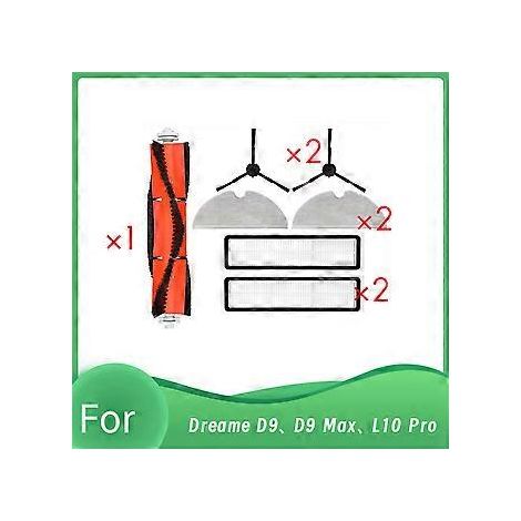 Lot de 7 pièces pour aspirateur robot Dreame D9, D9 Max, L10 Pro : brosse latérale à rouleau, filtre HEPA et lingette de nettoyage ultra-résistante. (1/5)