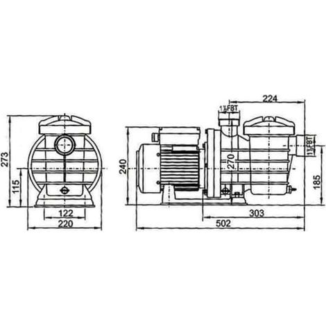Mareva – Pompe centrifuge auto-amorçante pour piscine – Débit 10 m3/h – Puissance 0,33 CV – Corps polypropylène renforcé – Moteur IP65