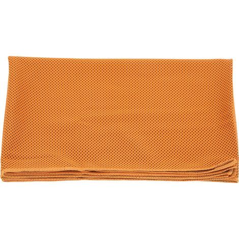 Serviette rafraîchissante en microfibre à séchage rapide, motif gaufré orange, avec crochet pour le sport et le fitness.