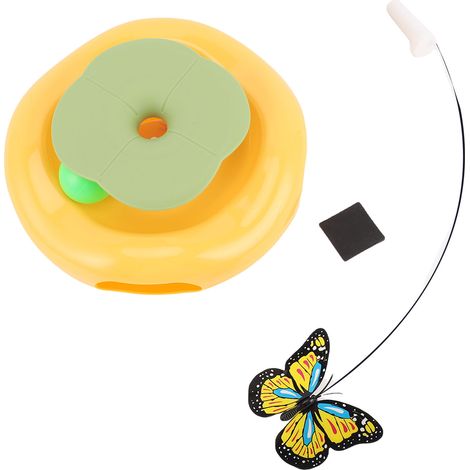 Jouet Chat Électrique Automatique Papillon Rotatif Piste Interactive En Plastique Sûr pour Chatons Intérieur 21x8x4cm (1/4)