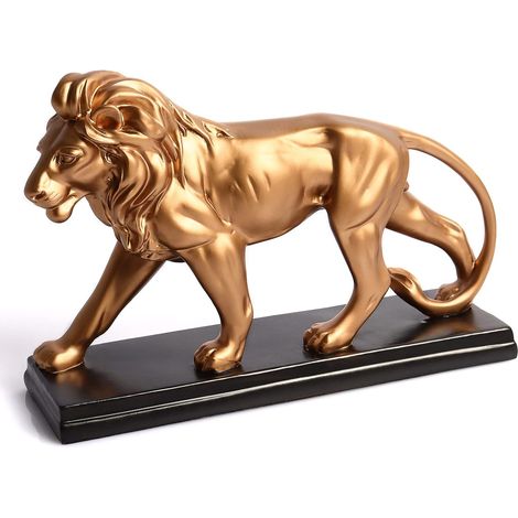 Handmade Resin Lion Statue for Home Office Creative Gift Golden Color (1/5)
