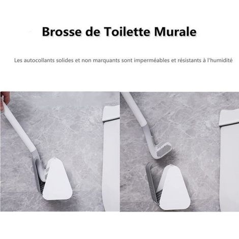 2PCS Brosse de Toilette à Long Manche,Brosse Toilette Silicone,Brosse de Toilette à tête de Brosse de Golf, Brosse Toilette (1/4)