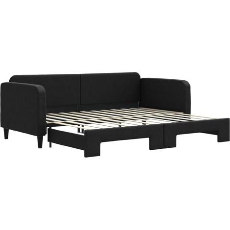 Maison Exclusive - Lit de jour avec gigogne sans matelas noir 90x200 cm
