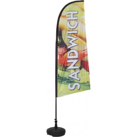 Drapeau SANDWICH de dimensions 225 x 85 cm avec son kit socle plastique et mât (1/3)